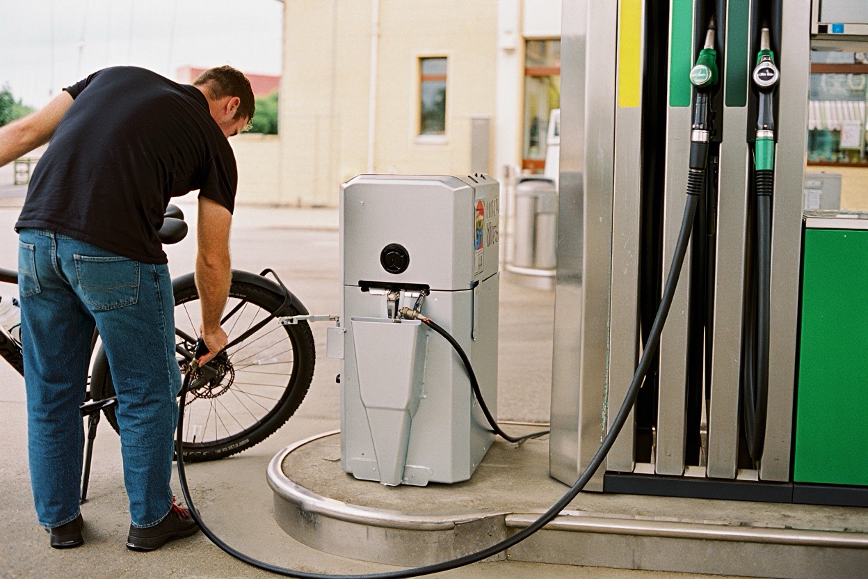 gonflage-pneu-velo-sans-pompe-station-essence gonfler un pneu de vélo sans pompe dans une station essence